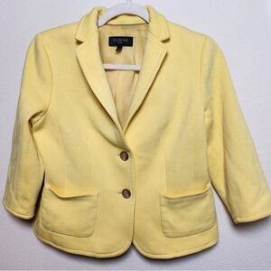 Talbots Butter‎ Yellow Herringbone Cotton Blend 2 Button Single Breast Blazer 4P